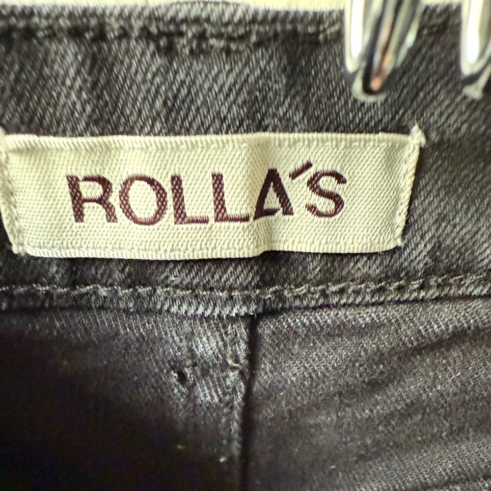 ROLLAS High Rise Wide Leg Patch Pocket Black Denim Jeans Baggy Retro Comfy 26 - Picture 7 of 11